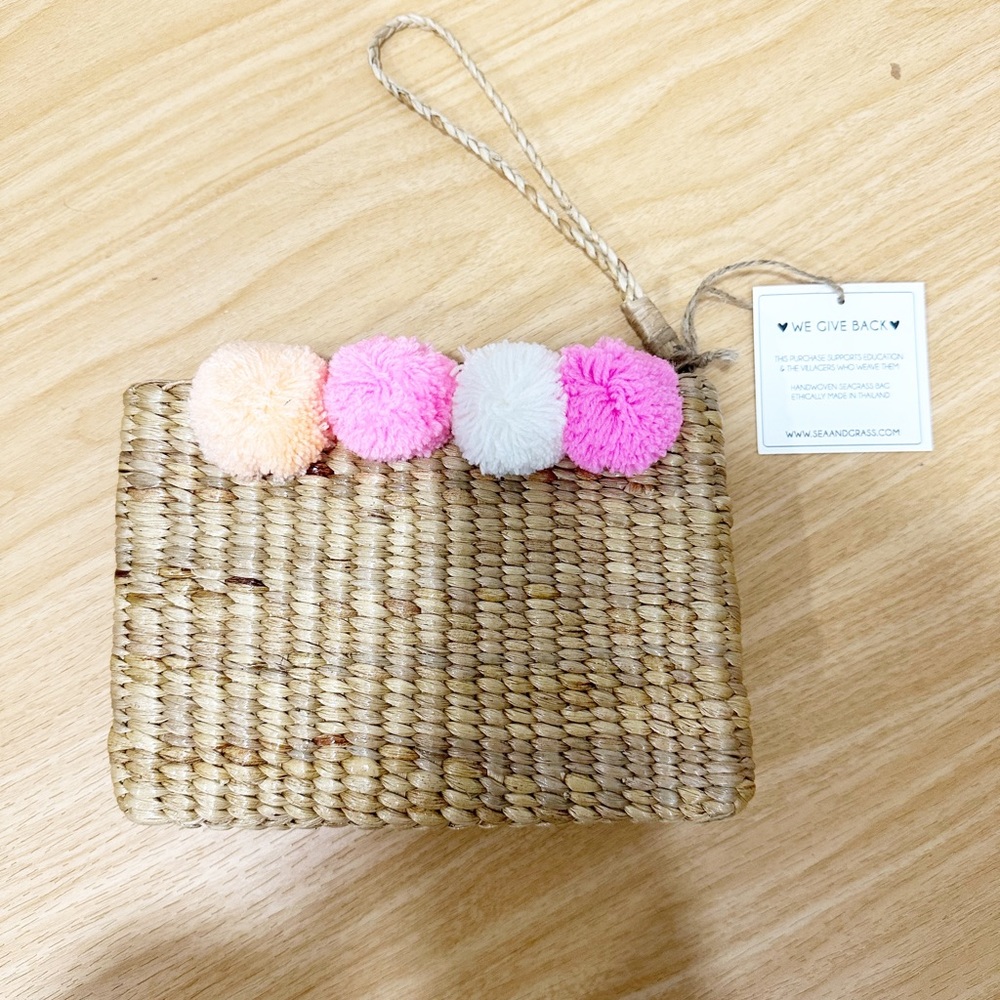 Sea and Grass Pom Pom wristlet